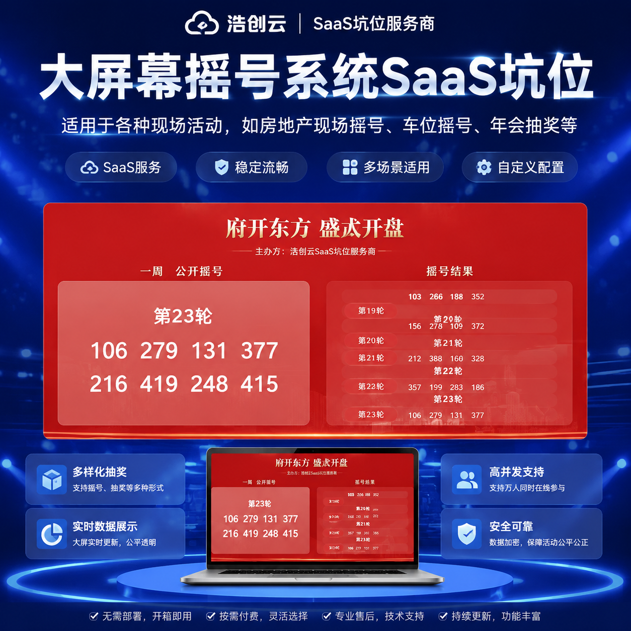 CRMEB应用市场 | 大屏幕摇号系统SaaS坑位大屏幕摇号活动系统源码SaaS坑位