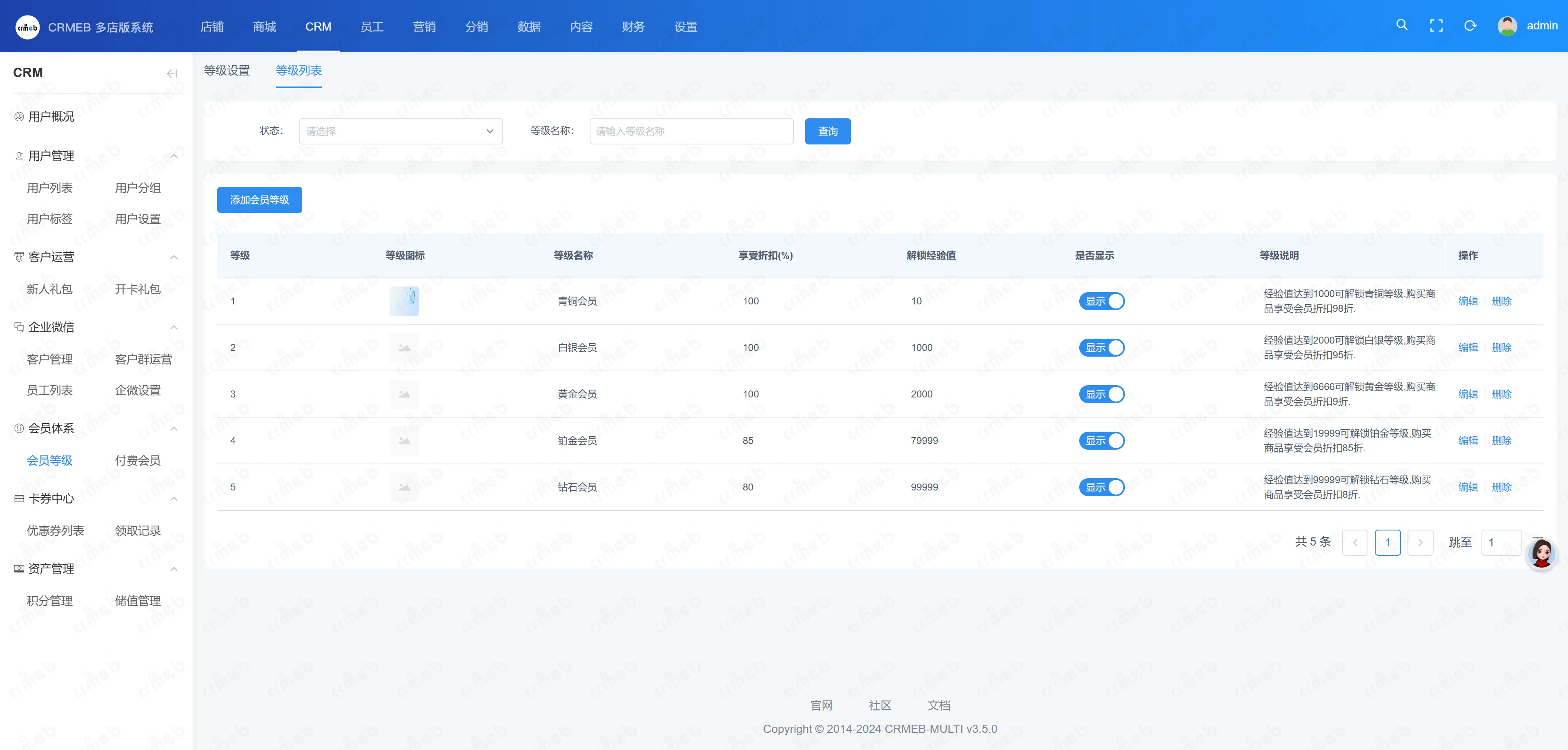 多门店系统管理后台-等级列表.png