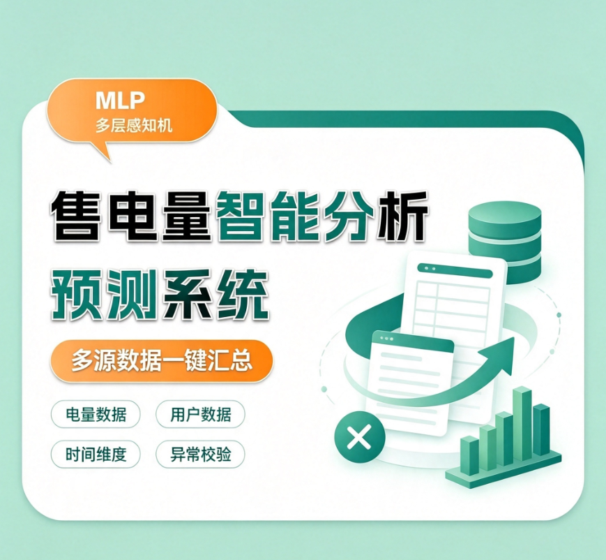 CRMEB应用市场 | 售电量智能分析预测系统 MLP 多层感知机 自动预测数据汇总报告导出电力分析软件
